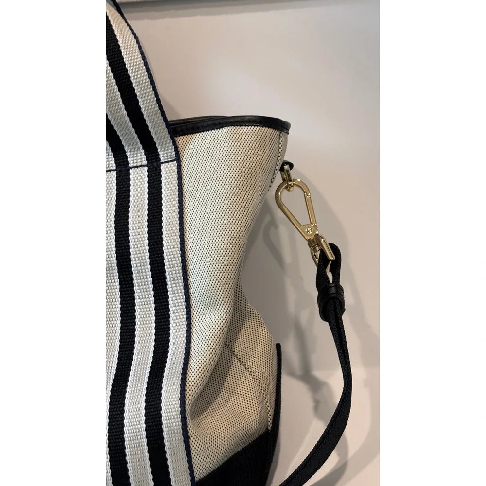 Paravel Cabana Tote Cream Navy Canvas Striped Crossbody Handbag Medium